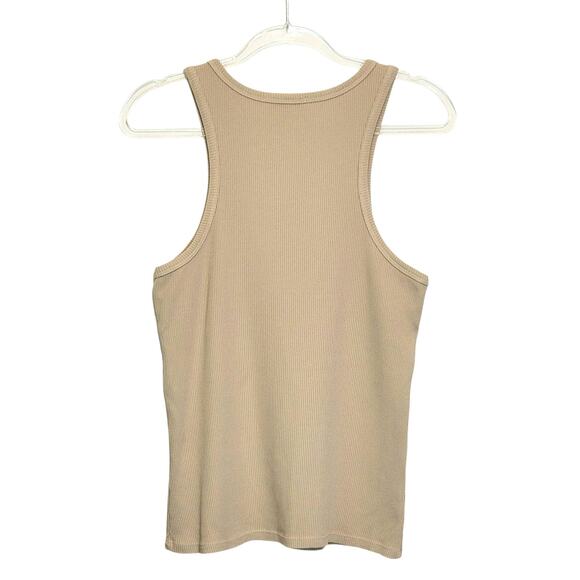 AGOLDE Ribbed Tank Top in Latte Racerback Organic Cotton Casual Summer Beige L - Picture 5 of 9